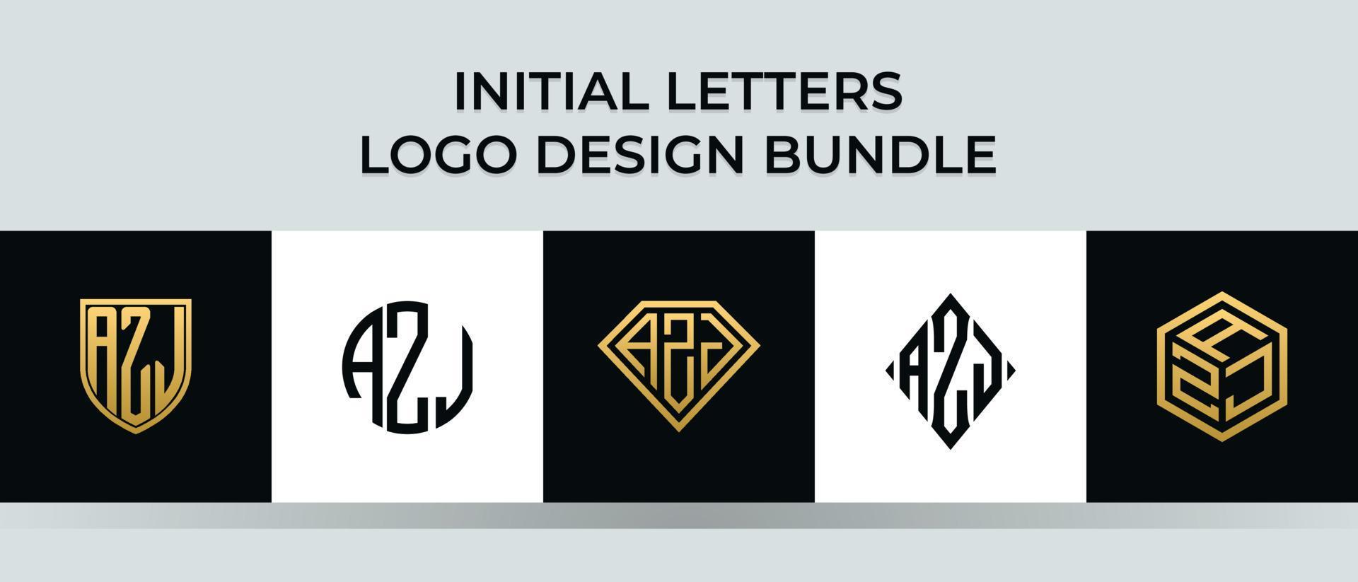 Paquet de conceptions de logo de lettres initiales azj vecteur