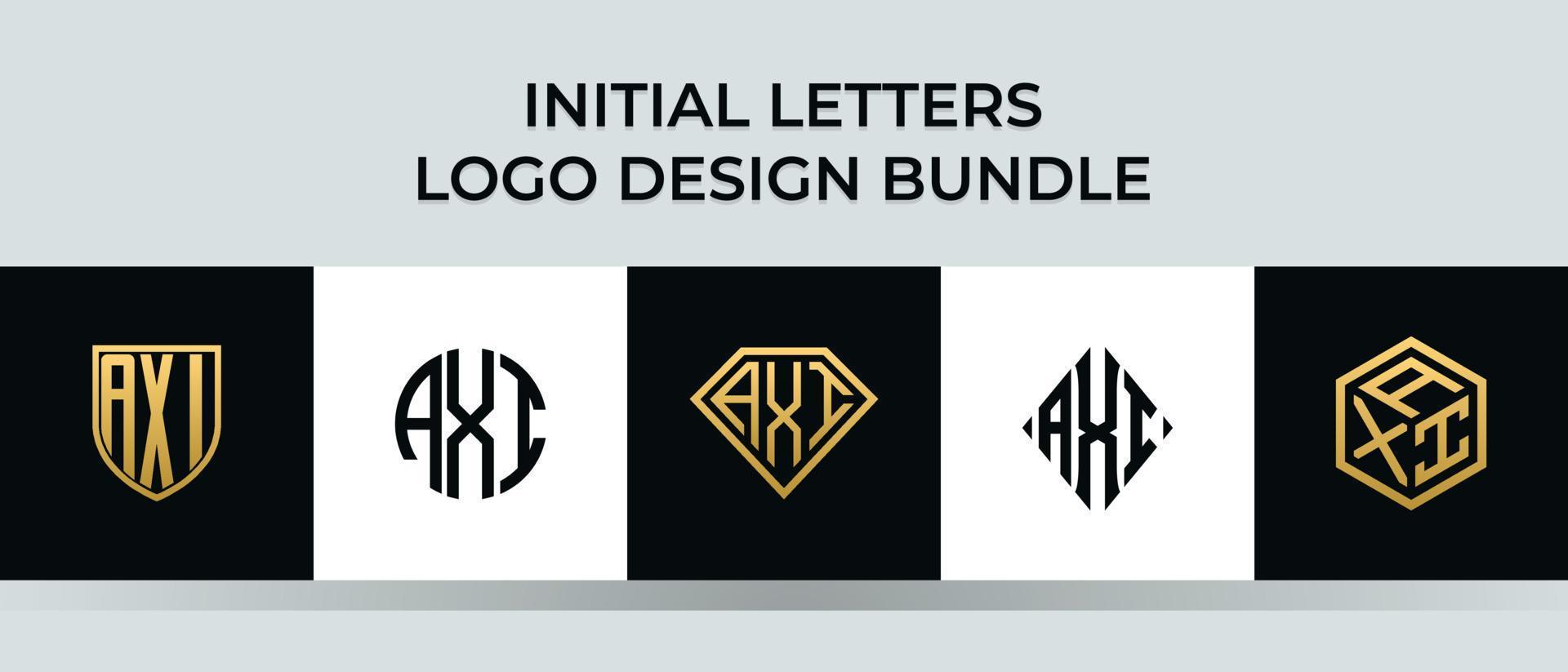 paquet de conceptions de logo axi de lettres initiales vecteur