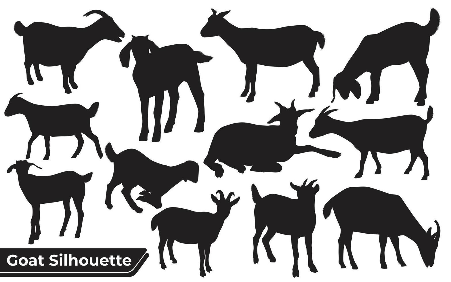 collection de silhouette de chèvre dans différentes poses vecteur