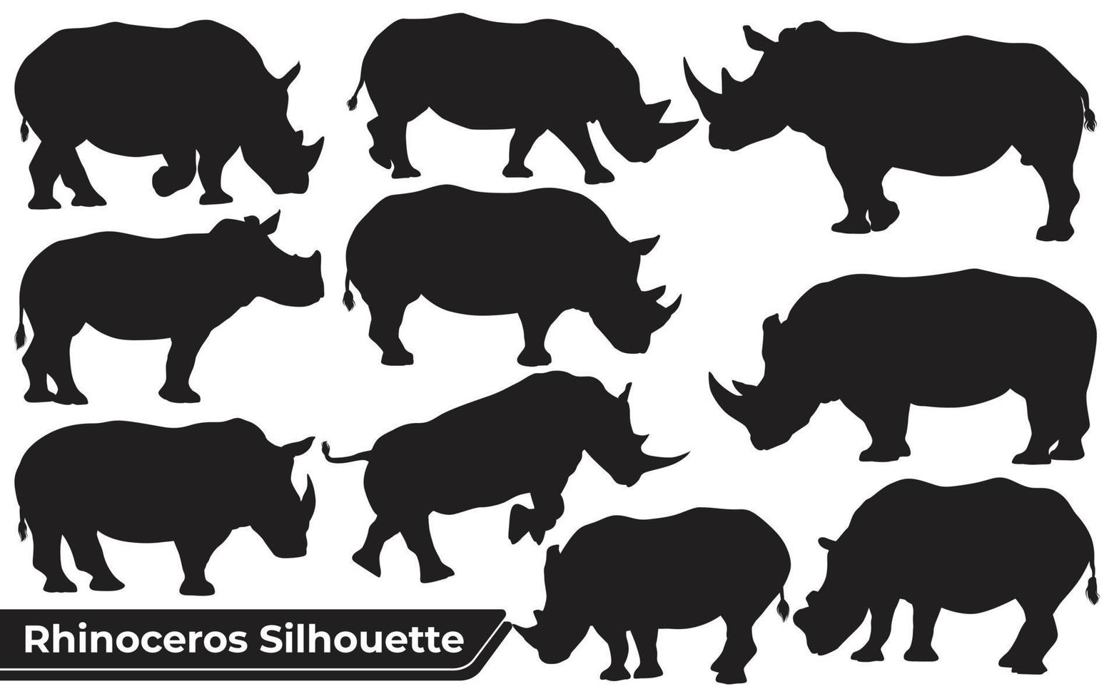 collection de silhouette de rhinocéros animal dans différentes poses vecteur