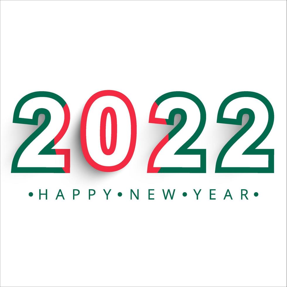 2022 bonne année. drapeau du Bangladesh de bonne année. bangladesh bonne année. 3d bangladesh 2022. 3d, 2022 bonne année. conception de bonne année de couleur rouge et verte avec typographie. vecteur