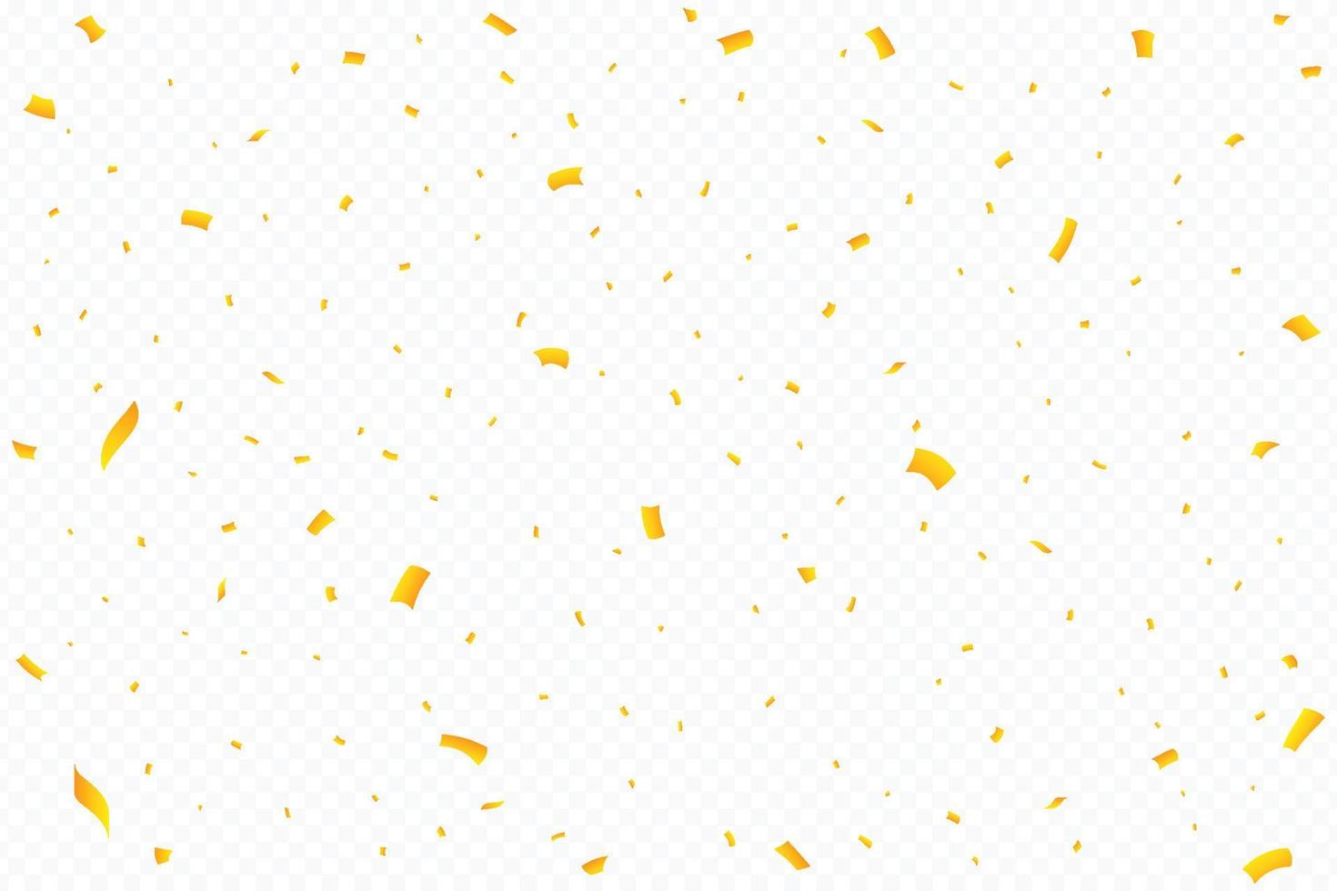 confettis dorés tombant sur fond transparent. éléments du festival. anniversaire et célébration d'anniversaire. guirlandes brillantes et confettis tombant. illustration vectorielle simple de confettis tombant. vecteur