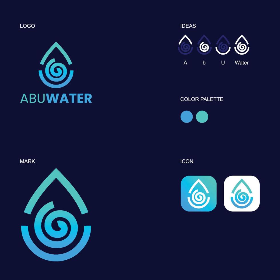 logo avec concept d'eau et initiales abu. peut également être utilisé pour l'eau et les logos en spirale vecteur