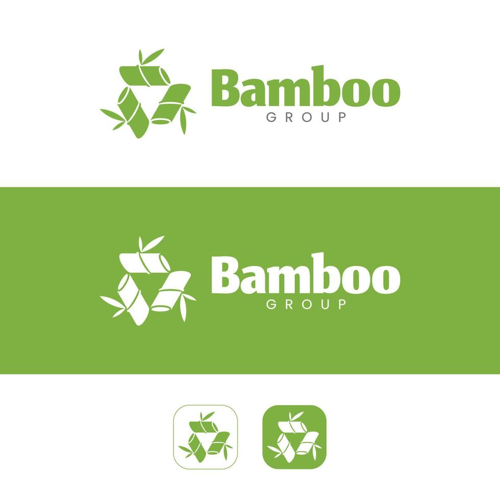 conception de logo avec un concept de bambou qui forme un triangle symbolise la synergie vecteur