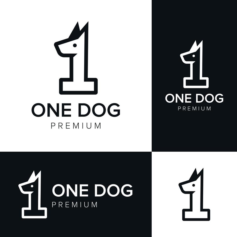 modèle vectoriel d'icône de logo de chien numéro 1