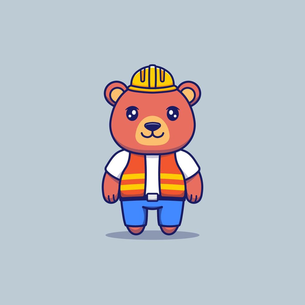 ours mignon avec un uniforme de travailleur de la construction vecteur