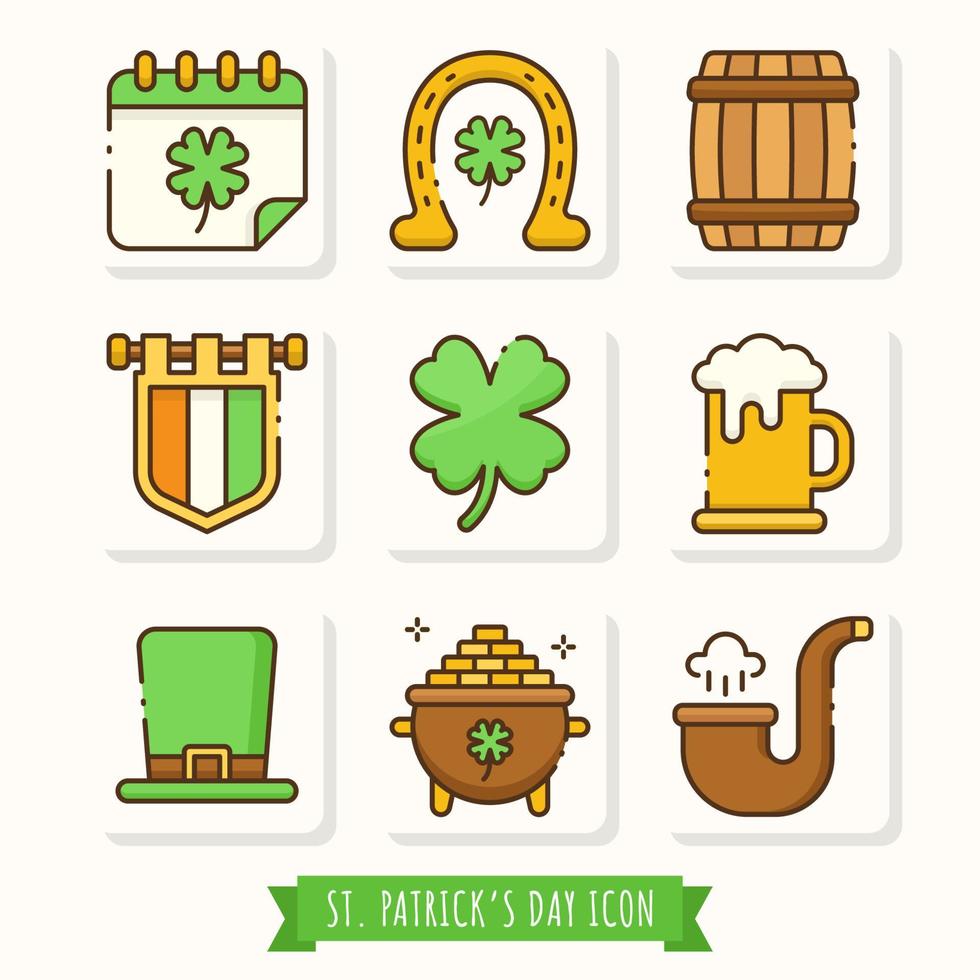 jeu d'icônes de la Saint-Patrick vecteur