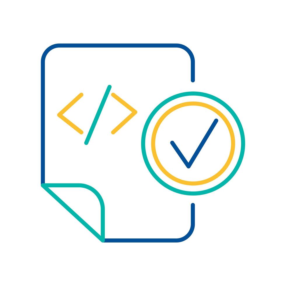 balise html pictogramme de fine ligne bleu et jaune vecteur