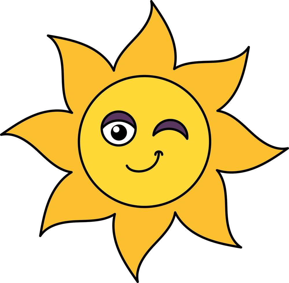 illustration de contour emoji soleil clignotant vecteur