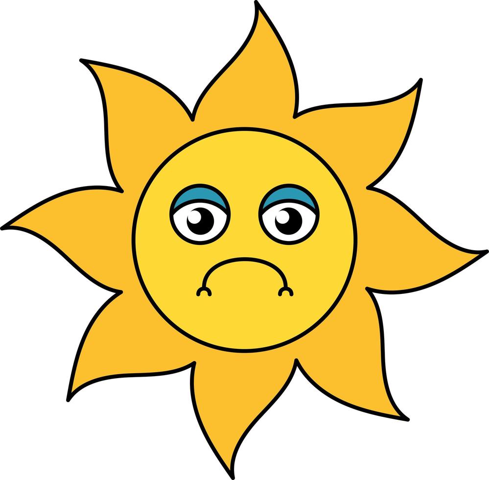 illustration de contour emoji soleil malheureux vecteur