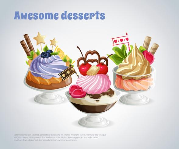 Super composition de desserts vecteur