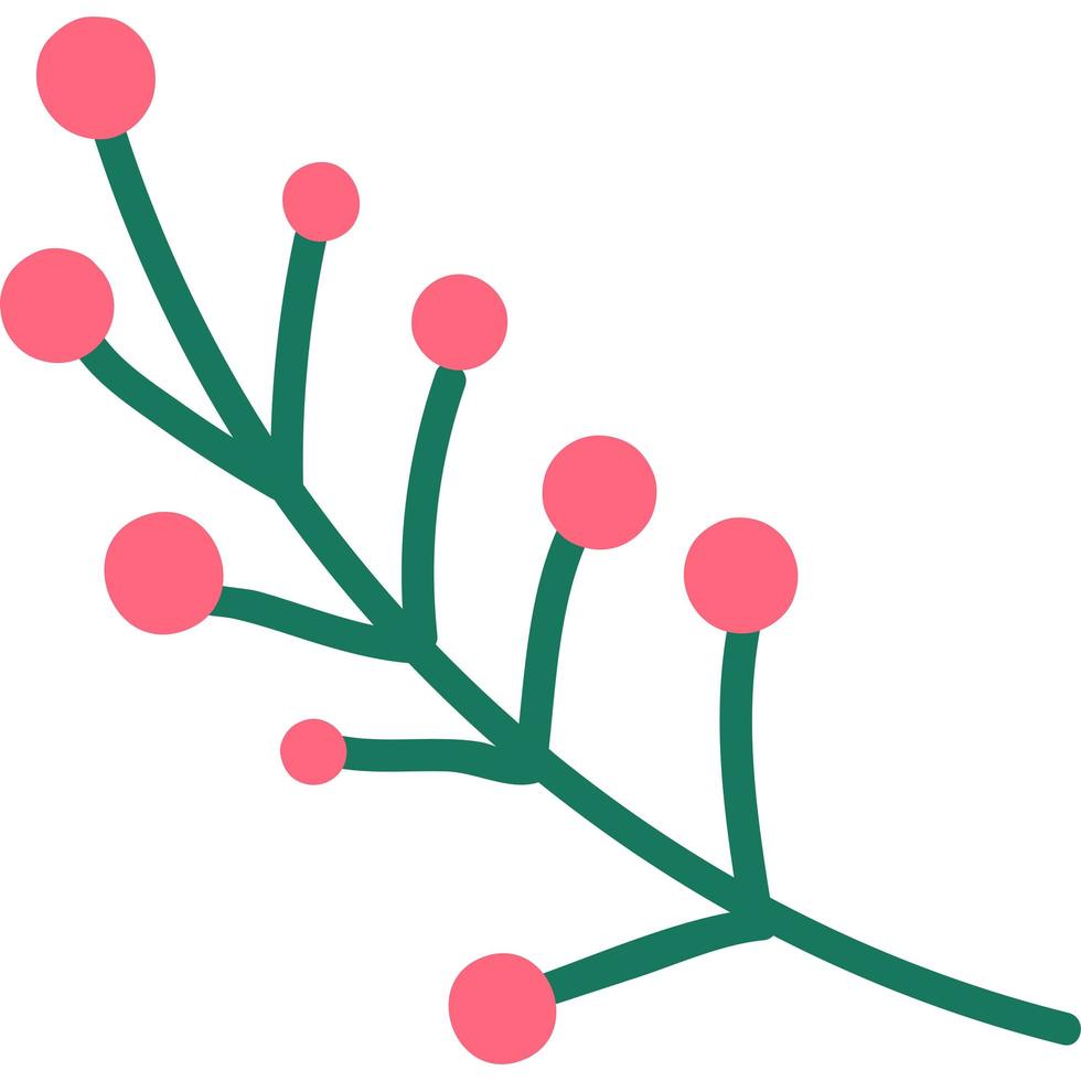 branche de noël traditionnelle avec illustration vectorielle plane de baies vecteur