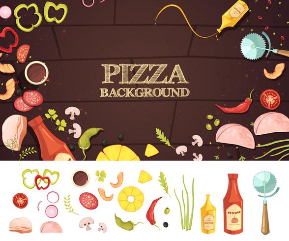 Concept de style de dessin animé de pizza vecteur