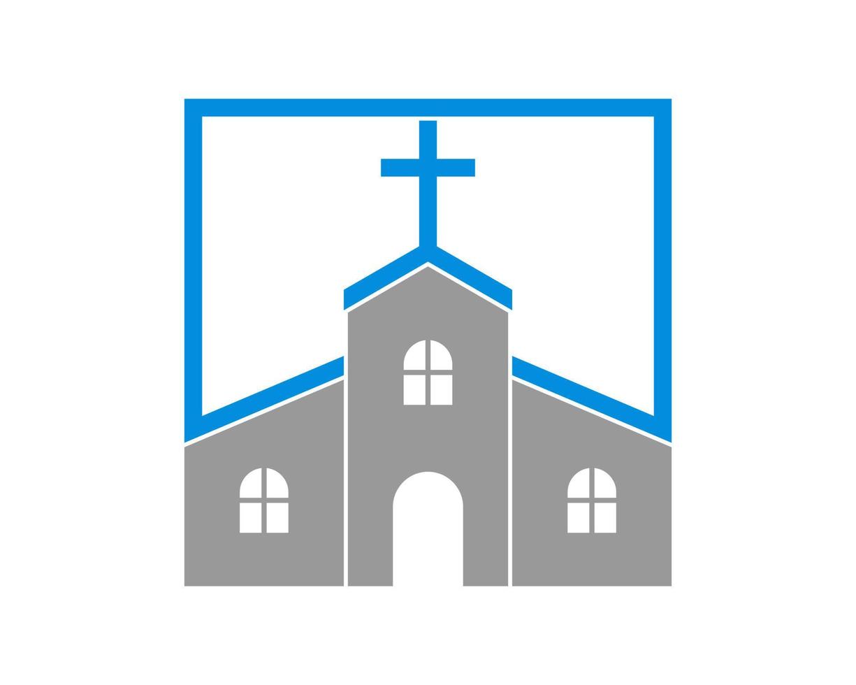 église avec logo de forme carrée vecteur