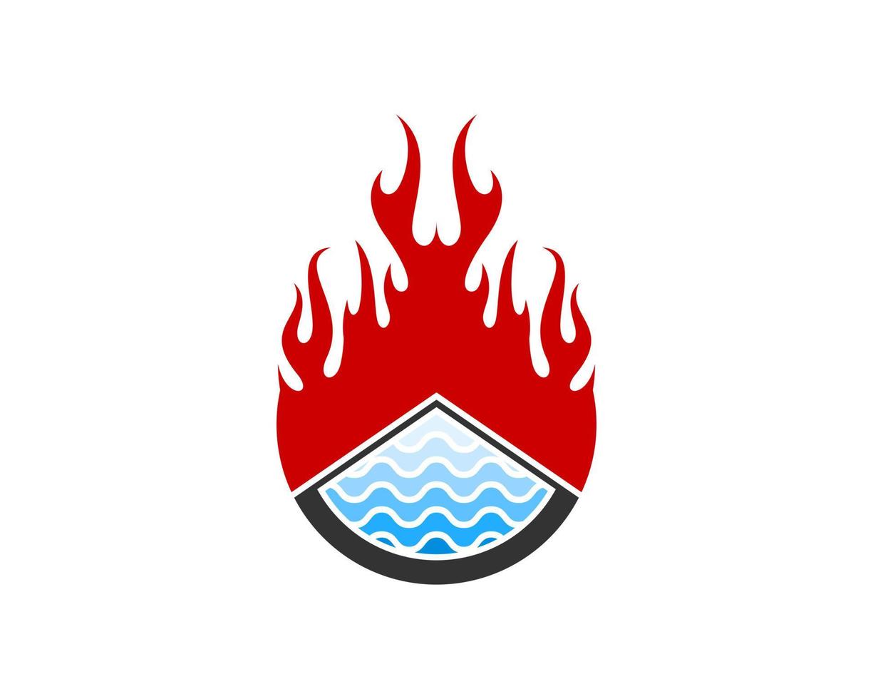 forme de triangle avec des flammes abstraites d'eau et de feu vecteur