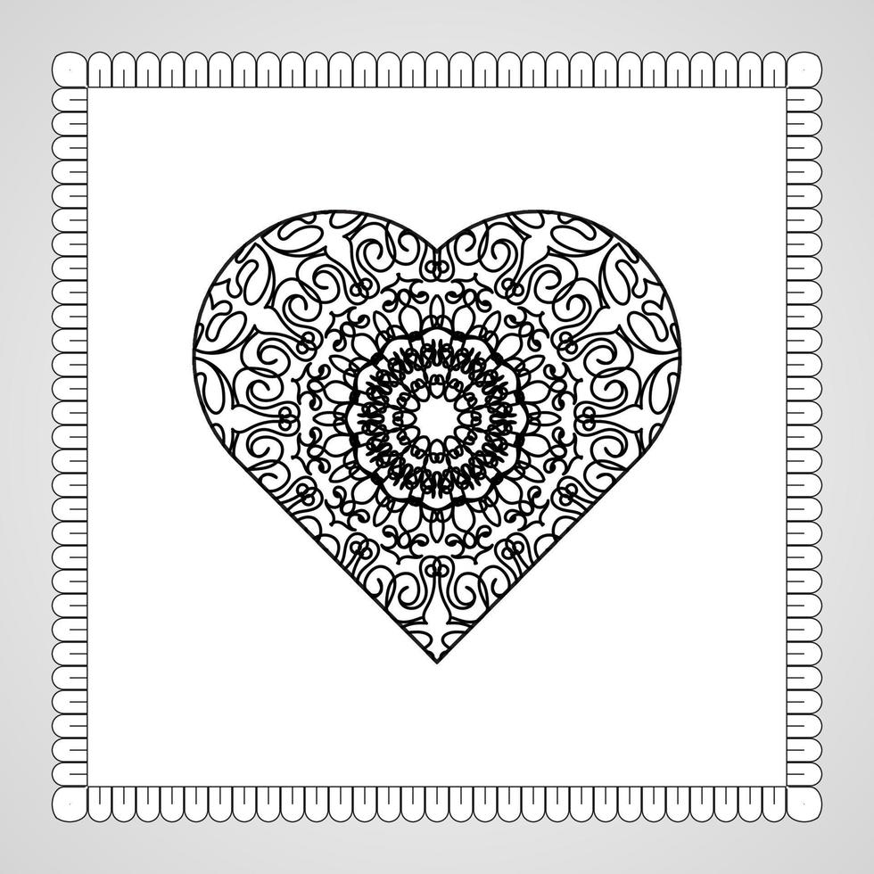 coeur dessiné à la main avec mandala. décoration en ornement oriental ethnique doodle vecteur