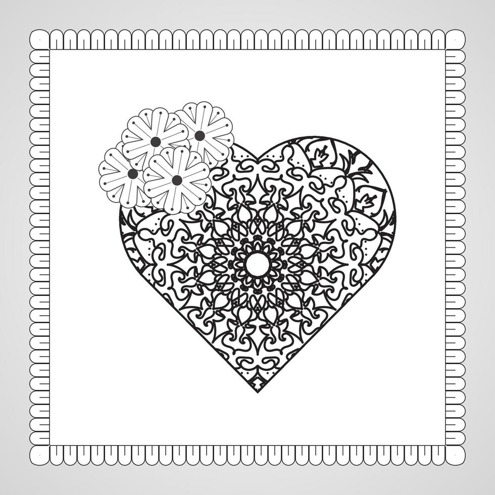 coeur dessiné à la main avec mandala. décoration en ornement oriental ethnique doodle. vecteur