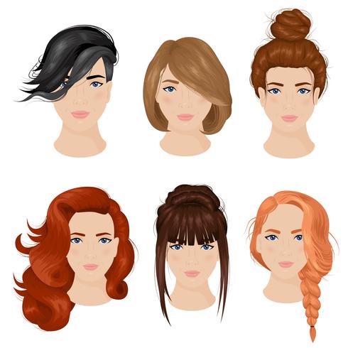 Idées de coiffure femme 6 Collection d&#39;icônes vecteur
