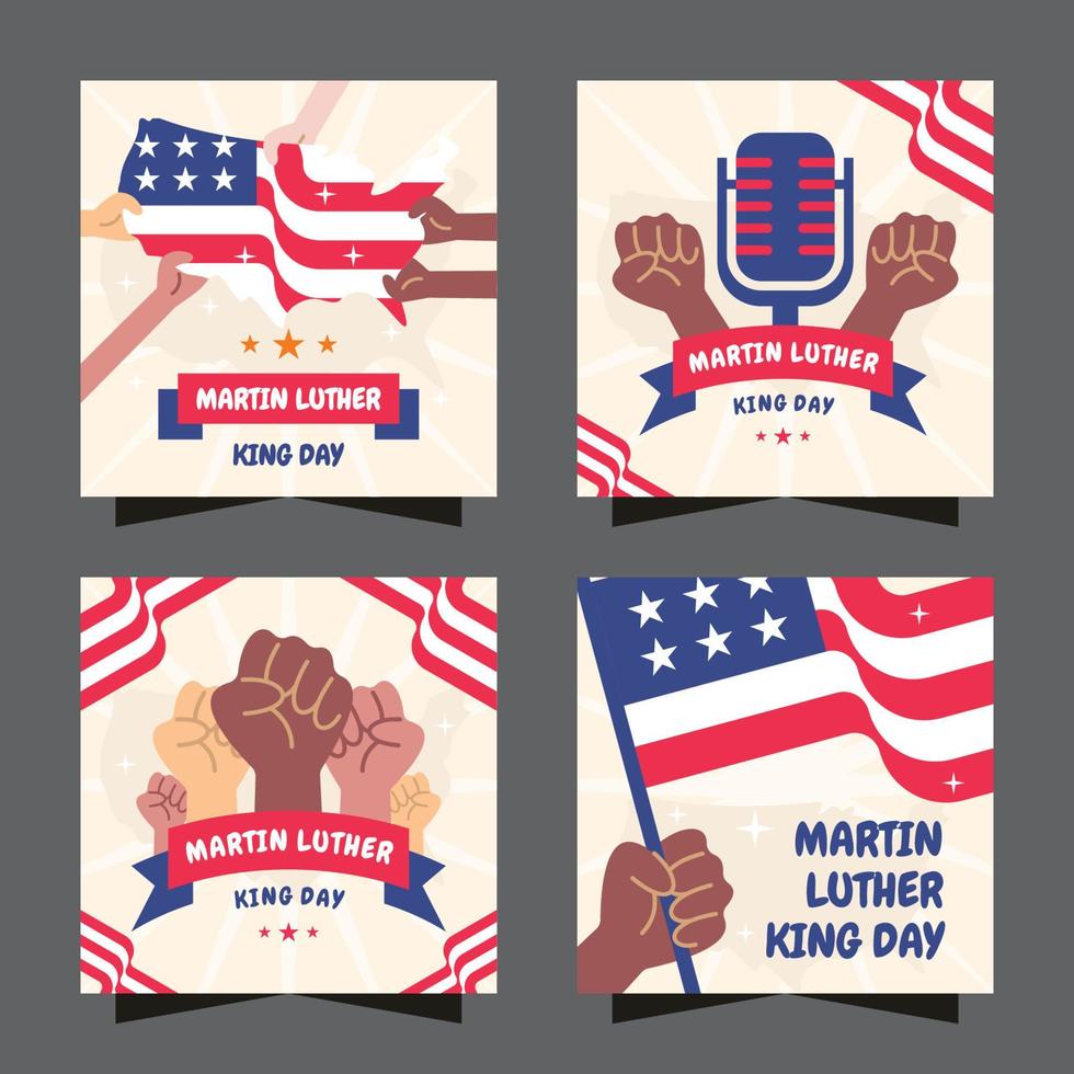 collection de cartes de jour martin luther king vecteur