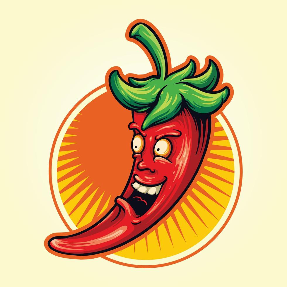 illustrations de logo de mascotte à saveur de piment rouge vecteur