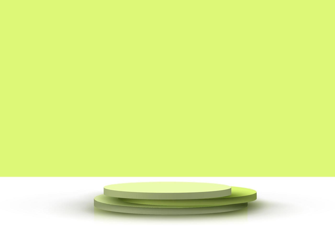 podium empilé vert réaliste 3d ou plate-forme de support de piédestal sur scène vitrine vert lime fond de scène minimal vecteur