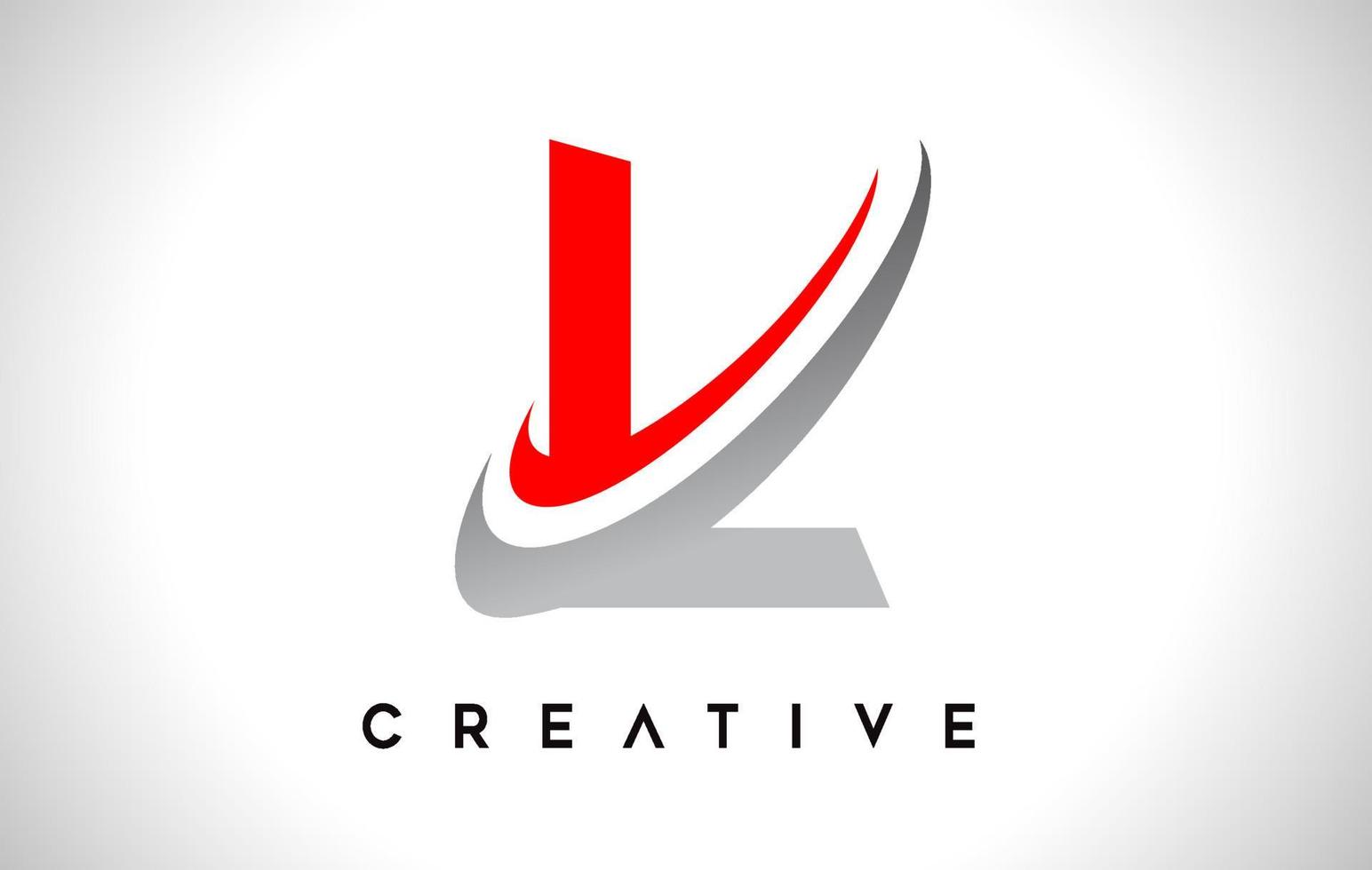 lettre l logo. vecteur de conception de lettre l avec vecteur swash gris rouge