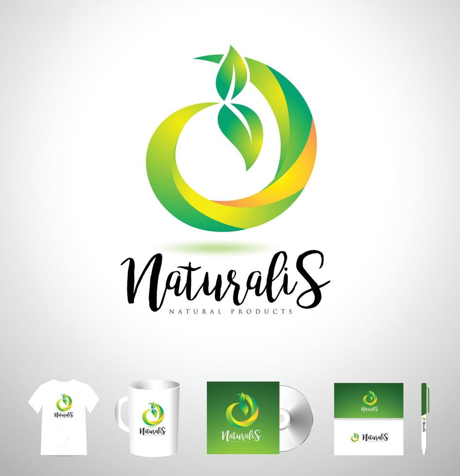 logo naturel, logo vert, vecteur de conception de logo de feuille