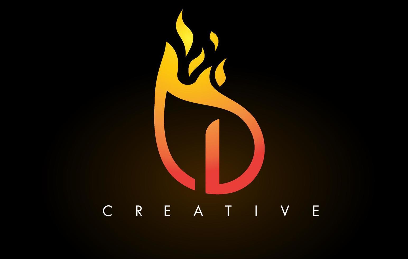 icône de conception de logo de lettre de flamme i avec des couleurs et des flammes jaunes oranges vecteur