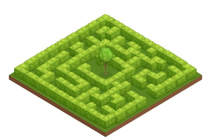Composition isométrique de labyrinthe de jardin vecteur