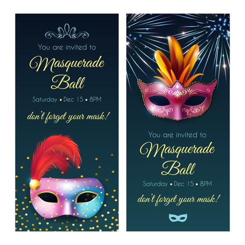 Bannières d&#39;invitation au bal masqué vecteur