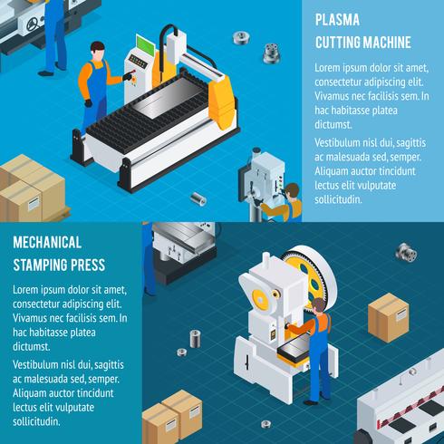 Bannières horizontales d&#39;usine mécanique vecteur