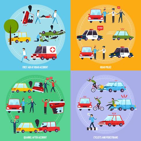 Accident de la route Concept Icons Set vecteur