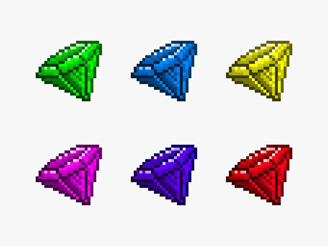 diamant serti dans un style pixel art vecteur