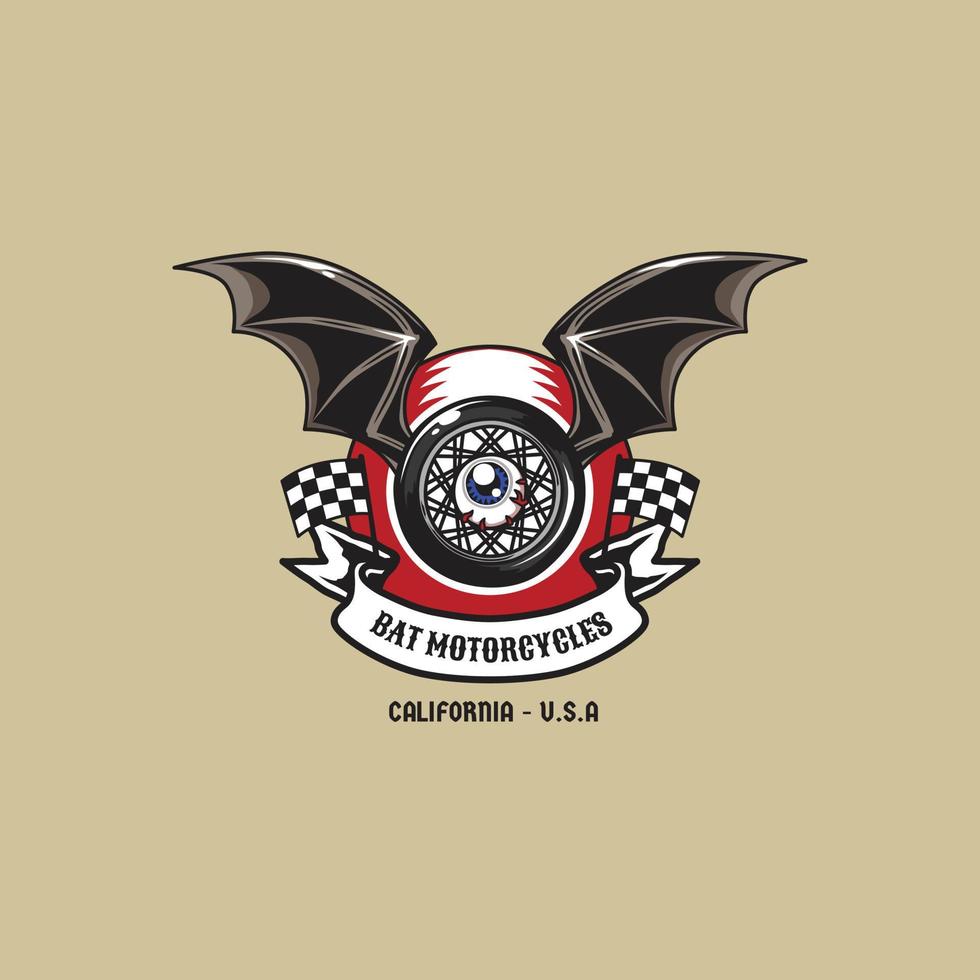 vintage bat moto club logo insigne illustration vecteur