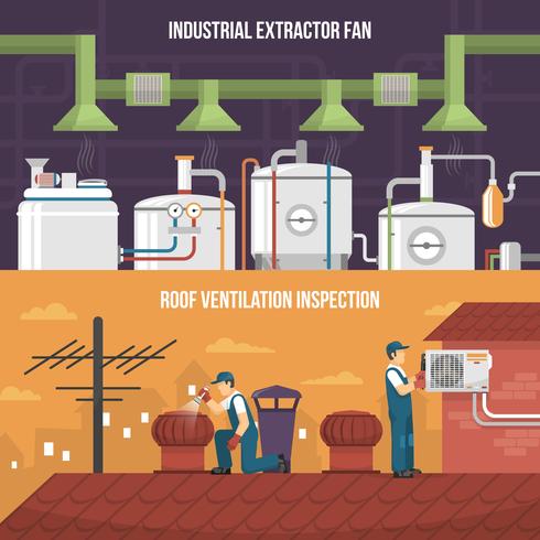 Ventilation Conditionnement Chauffage Bannières Horizontales vecteur