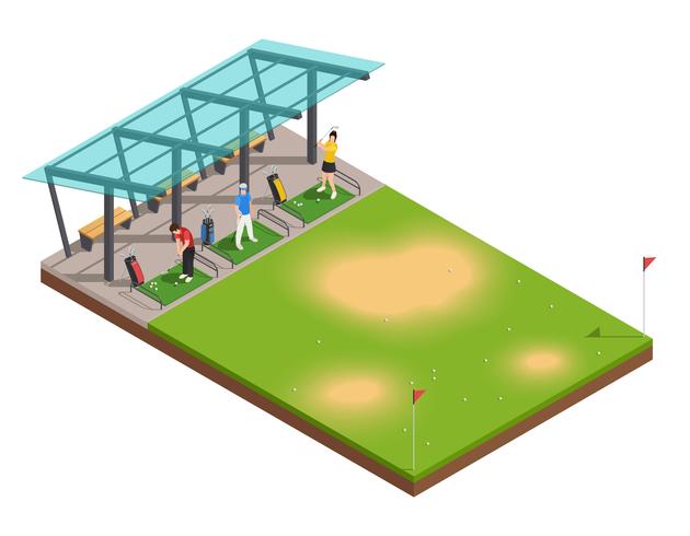 Composition isométrique de l&#39;entraînement de golf vecteur