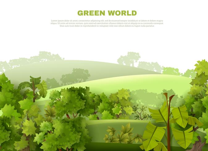 Affiche écologique de paysage vallonné de Green World vecteur