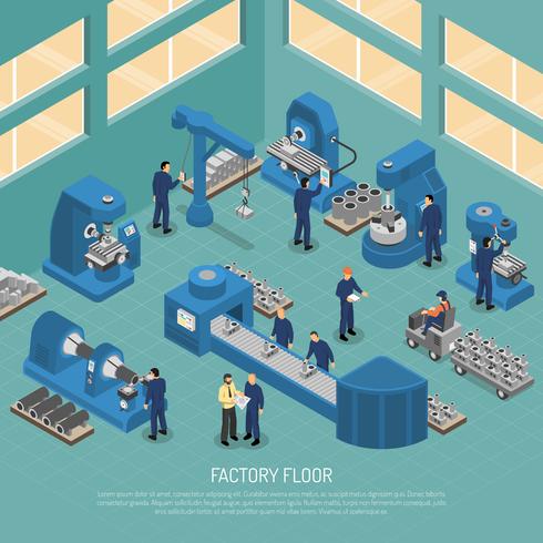 Affiche isométrique pour les installations de production de l&#39;industrie lourde vecteur