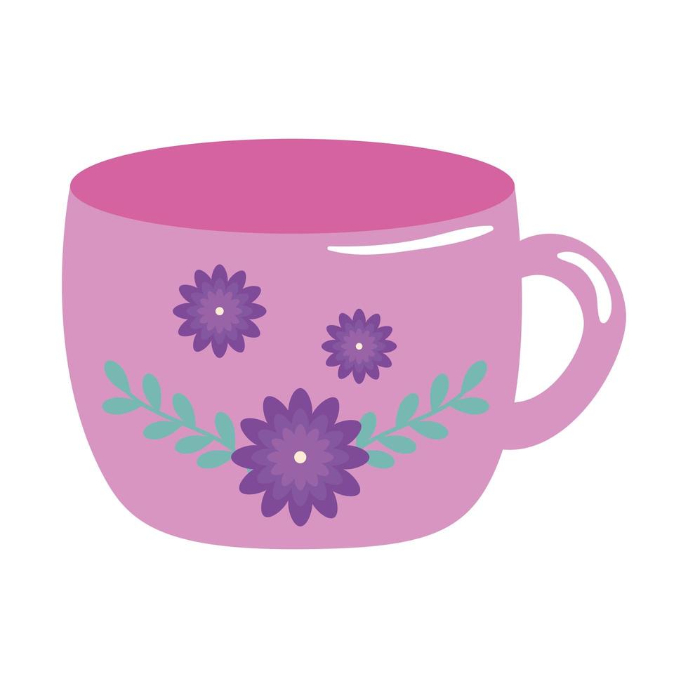 tasse en céramique à décor de fleurs vecteur