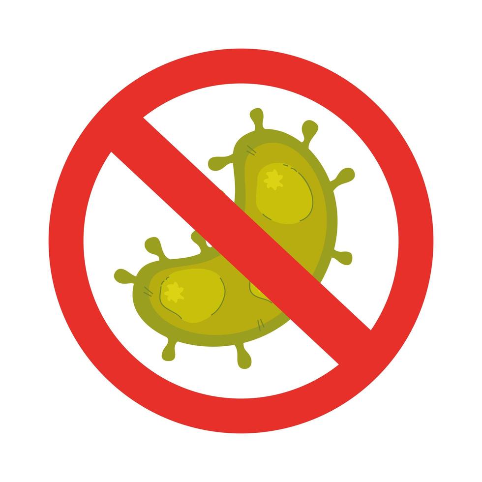 virus des particules covid 19 dans le signe interdit vecteur