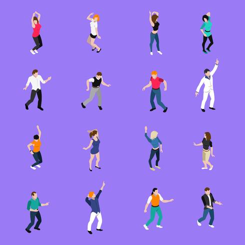 Collection d&#39;icônes isométriques danses de mouvements de personnes vecteur