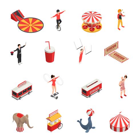 Cirque Isometric Icons Set vecteur