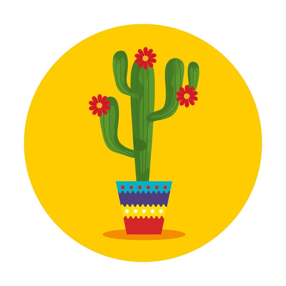 Cactus isolé avec dessin vectoriel de fleurs