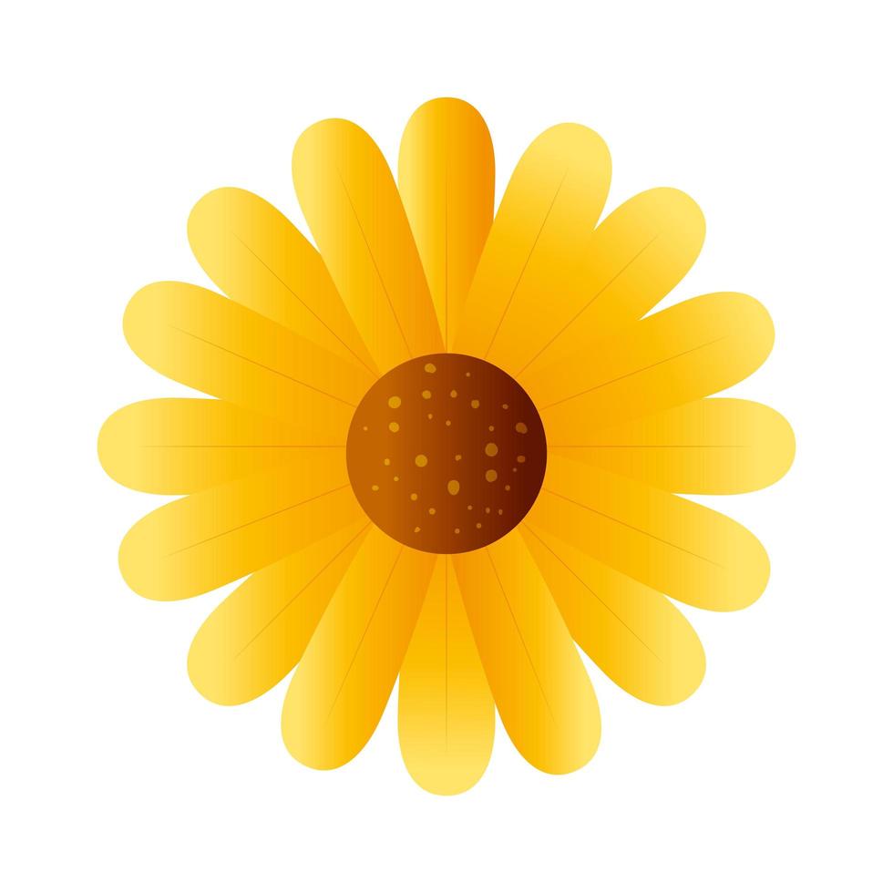 icône isolé de couleur jaune fleur mignonne vecteur
