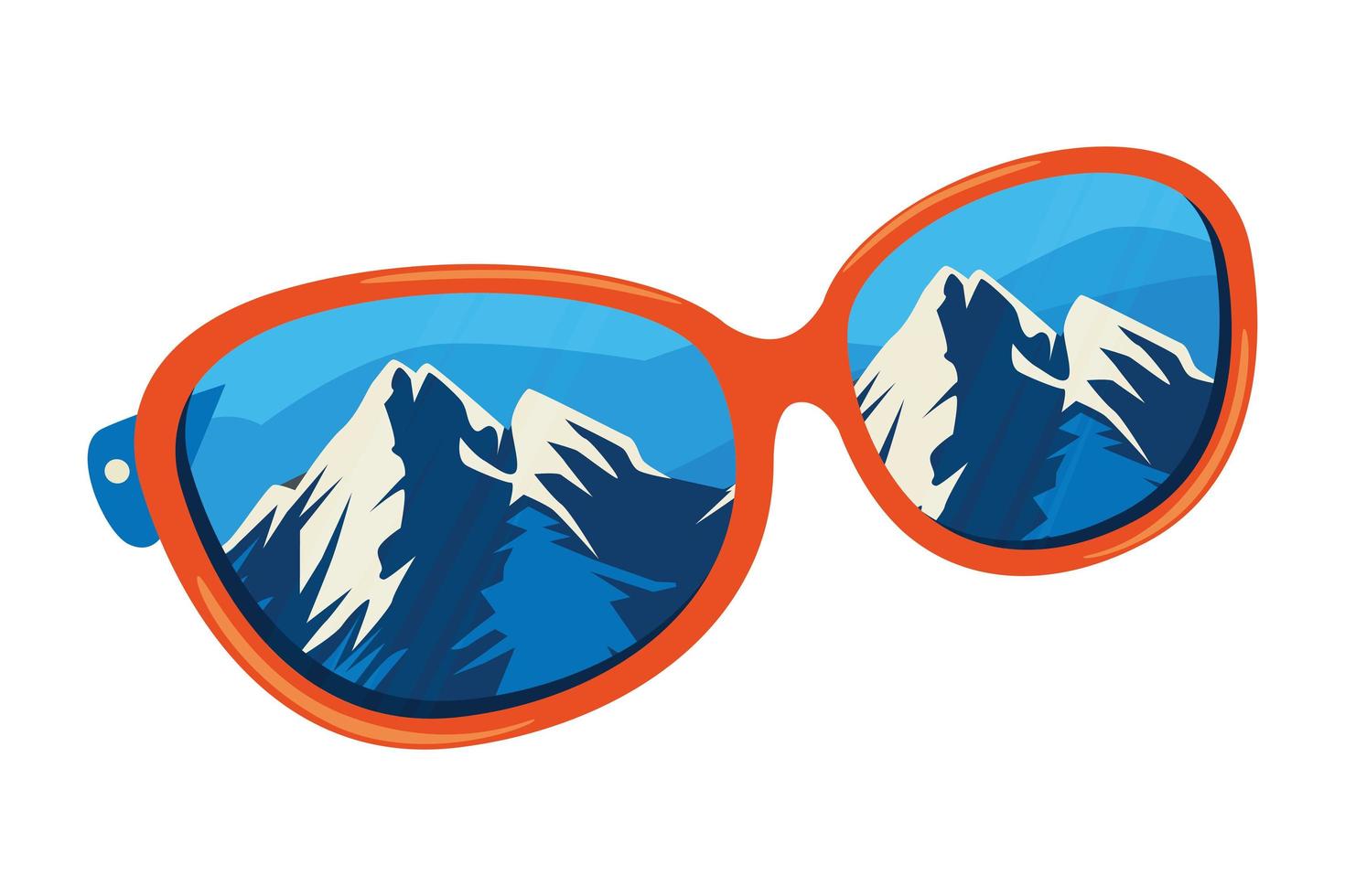 lunettes de soleil avec paysage dans l'icône isolé de l'objectif vecteur