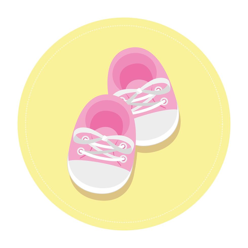 jolies chaussures bébé dans un cadre circulaire vecteur