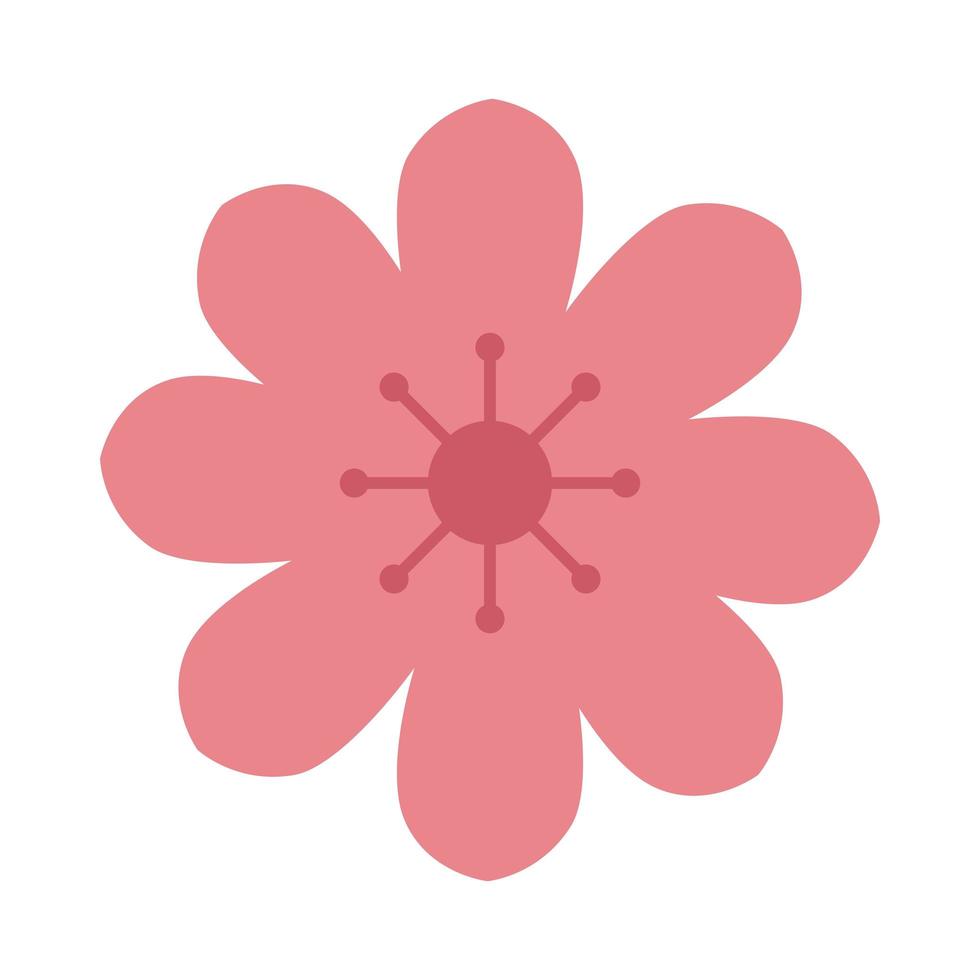 icône isolé de couleur rose fleur mignonne vecteur