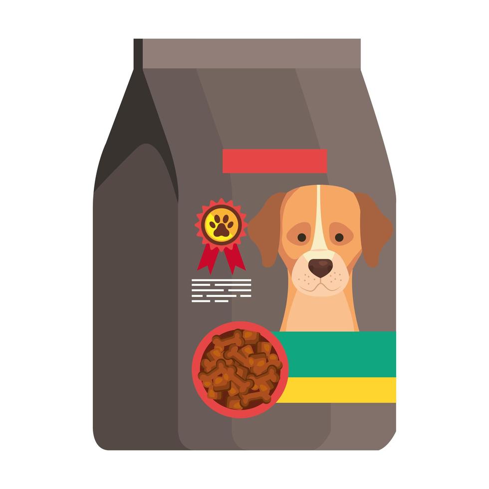 nourriture pour chien dans un sac icône isolé vecteur