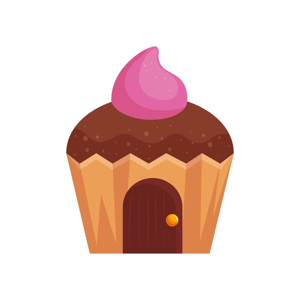 cupcake house délicieux icône isolé vecteur