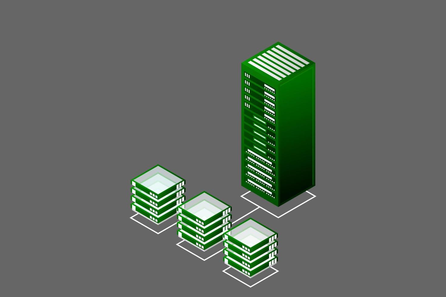 mainframe, serveur alimenté, concept de haute technologie, centre de données, stockage de données en nuage vecteur